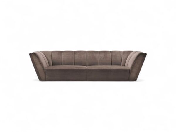 Designer sofa with a sophisticated Italian aesthetic and plush velvet fabric