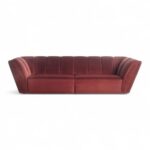 High End Italian Designer Sofa with sleek lines and luxurious velvet upholstery