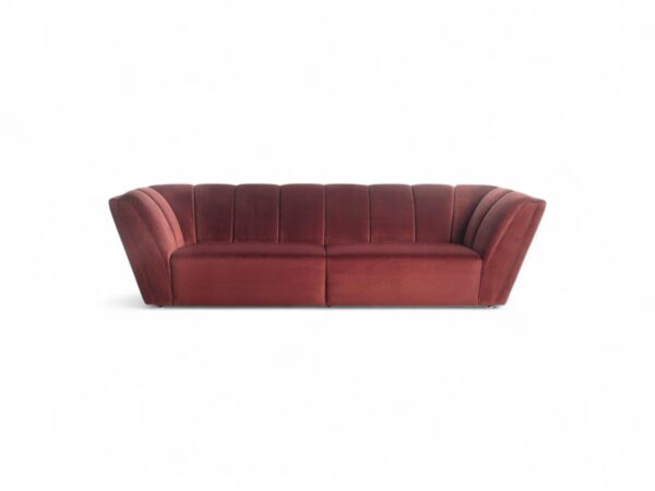 High End Italian Designer Sofa with sleek lines and luxurious velvet upholstery