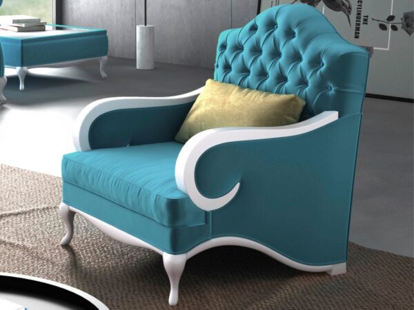 Button Upholstered Velvet Armchair