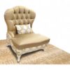 Marigold Crest Chair in golden satin with tufted backrest