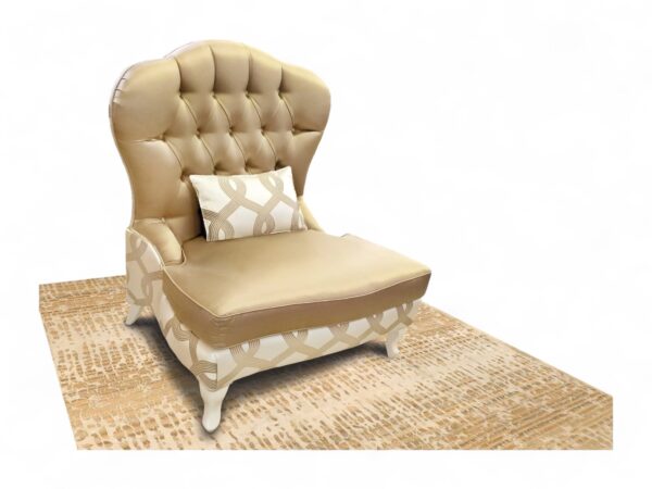 Marigold Crest Chair in golden satin with tufted backrest