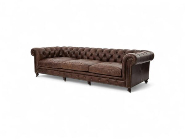 Classic Leather Chesterfield Sofa with button tufting
