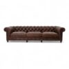 Traditional leather Chesterfield sofa with aged patina