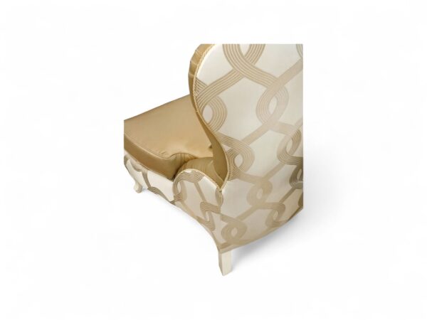 Marigold Crest Chair in golden satin with tufted backrest