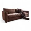 Contemporary leather sofa with stylish armrest details and plush seating