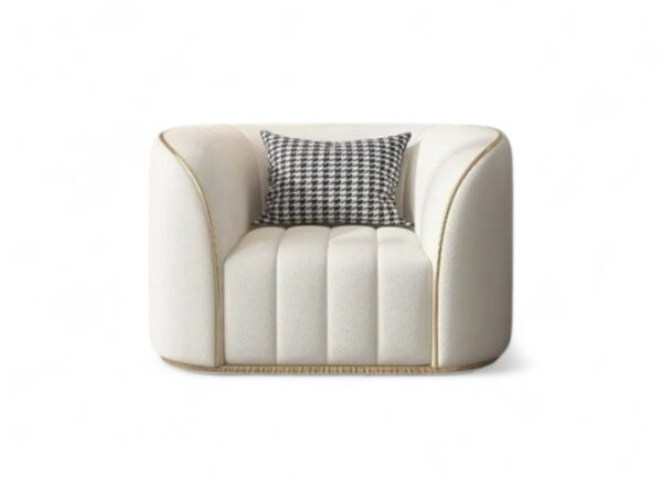 Bellagio single-seater chair with plush cushioning and modern curves