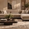 Modern velvet L shape sofa - chaise style sofa