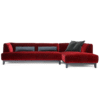 Luxury velvet sofa with chaise extension and plush seating