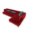 Modern red velvet sectional chaise sofa with low-profile design