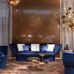 Luxury Blue Fabric Sofa