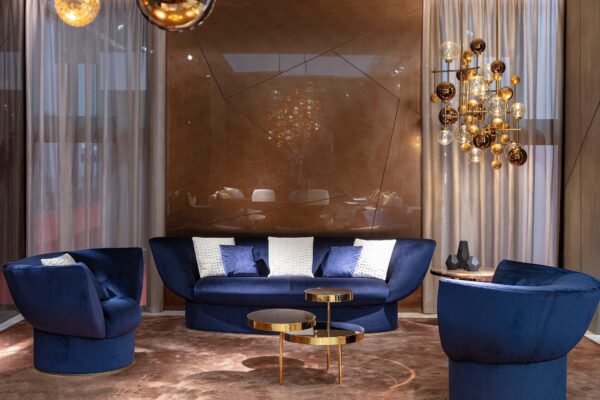 Luxury Blue Fabric Sofa