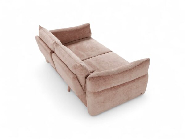 Modern plush sofa with textured upholstery and cushions