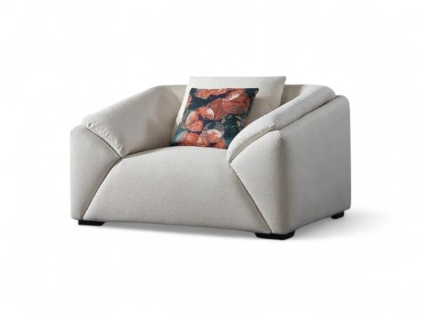 High-End Luxe Sofa in neutral fabric upholstery with plush cushions