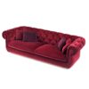 Chesterfield Velvet Sofa with tufted backrest and rolled arms in rich burgundy