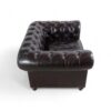 Traditional leather armchair with premium upholstery and wooden legs