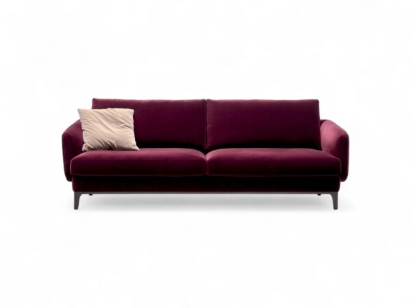 Luna Velvet Sofa with clean lines and plush plum upholstery