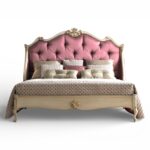 French Luxe Bed tufted blush headboard