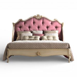 French Luxe Bed tufted blush headboard
