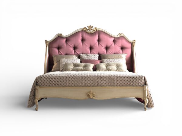 French Luxe Bed tufted blush headboard