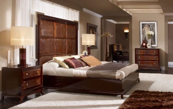 Luxury Rectangular Tiles Upholstered Bed