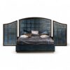 Luxury arched headboard bed with three-panel arch design and elegant fabric finish