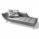 Urban Chic Chaise Longue with soft grey upholstery and sleek metallic legs