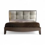 Modern Italian teak wood bed with sleek design