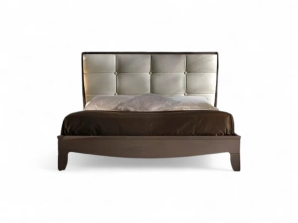 Modern Italian teak wood bed with sleek design