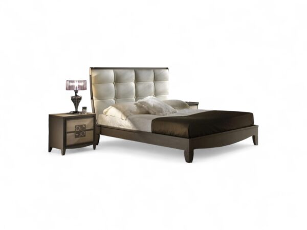 Milano Bed with tufted upholstered headboard in Italian style