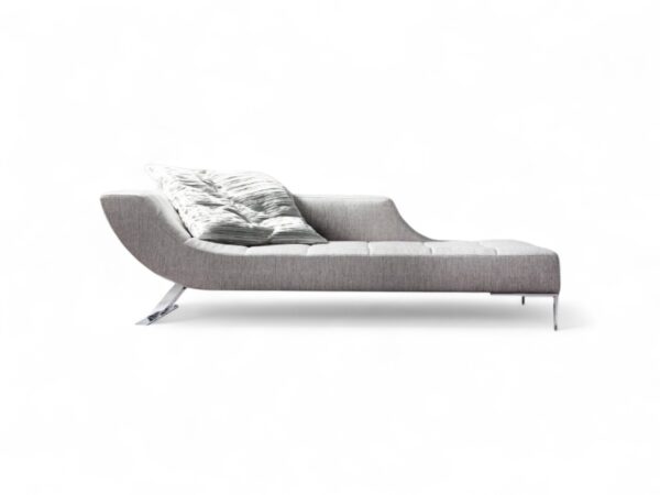 Elegant Urban Chic Chaise Longue with plush tufted seating and modern metal frame