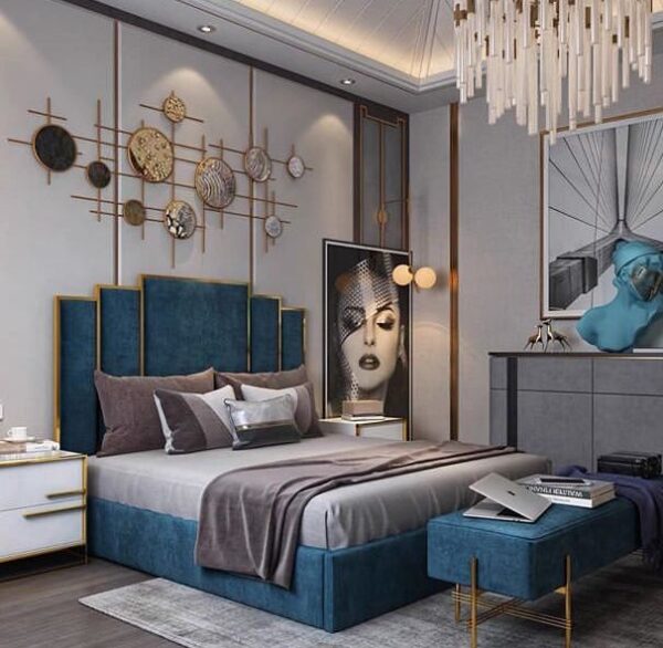 Modern Embossed Panel Bed
