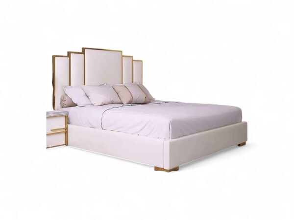 Noir Deco Bed in modern white and gold design for elegant bedrooms