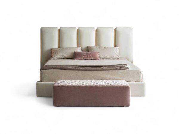 Luxury designer bed with cloud-like softness and elegant structure
