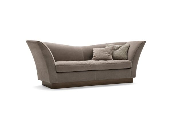 Modern sofa with flared armrests and cushions