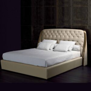 Button Upholstered Winged Bed