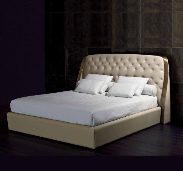 Button Upholstered Winged Bed