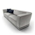 Silver Grey Upholstered Velvet Sofa