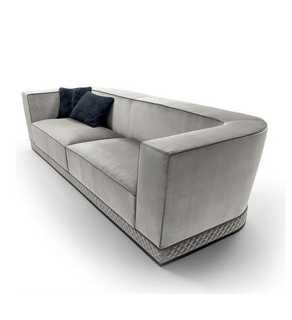 Silver Grey Upholstered Velvet Sofa