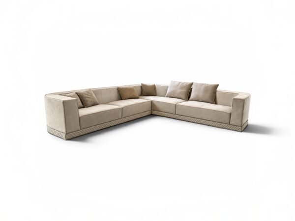Elegant upholstered sofa with contemporary architectural style
