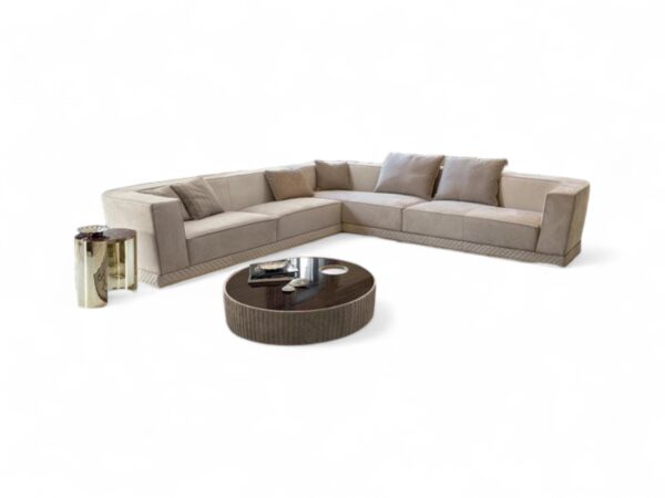 Elegant upholstered sofa with contemporary architectural style
