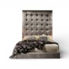 Luxury Ultra Tall Silver Bed in velvet upholstery