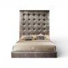 Luxury Ultra Tall Silver Bed in velvet upholstery