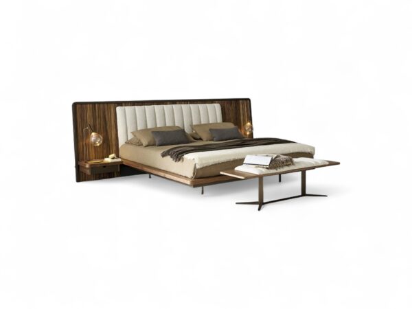 Echo Linea Bed with sculpted velvet headboard and sleek profile
