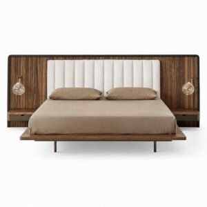 Luxury Echo Linea Bed with low frame and padded upholstery