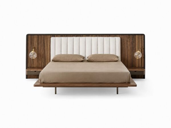 Luxury Echo Linea Bed with low frame and padded upholstery