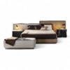 Modern Italian Bed crafted with upholstered panels and timeless style