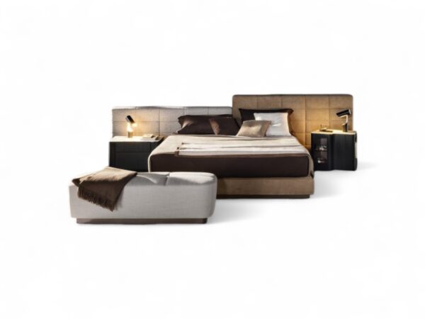 Modern Italian Bed crafted with upholstered panels and timeless style