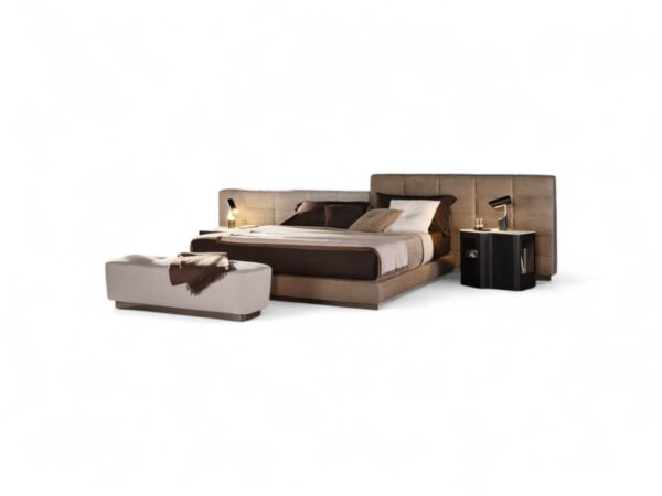 Contemporary Italian bed in premium fabric finish