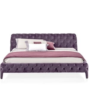 Button Upholstered Velvet Bed